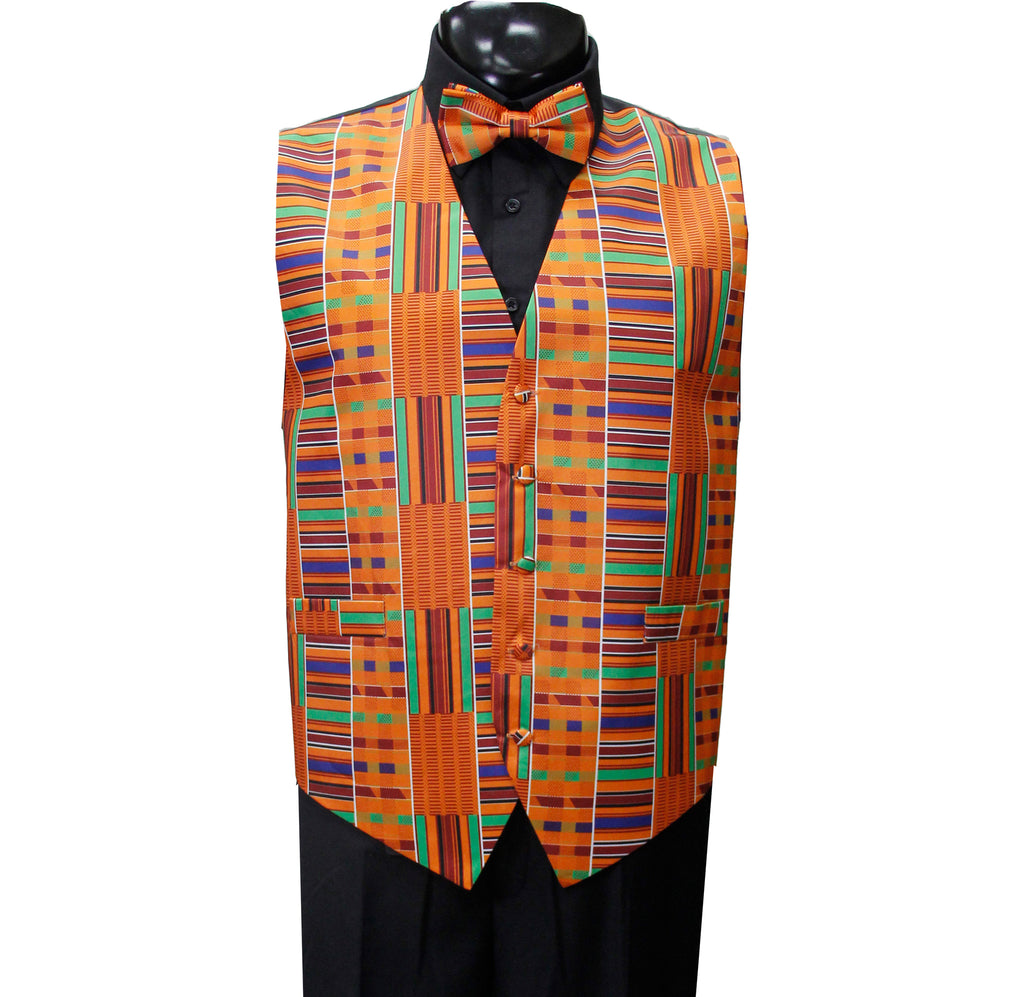 #1 African Design-Kente Vest Set with Bow Tie