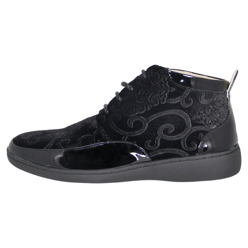 Black Mid Tops with Paisley Suede