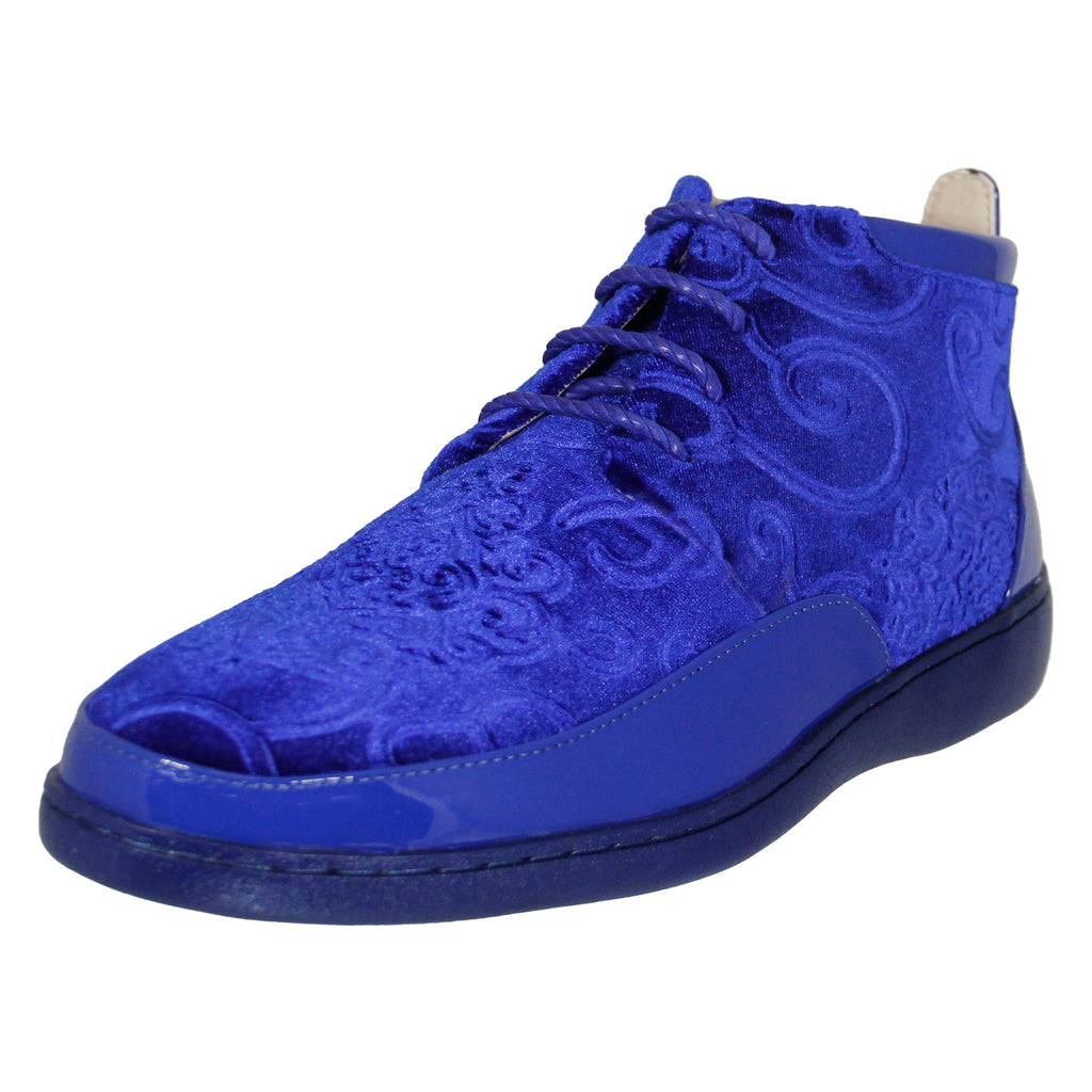 Blue Mid Tops with Paisley Suede