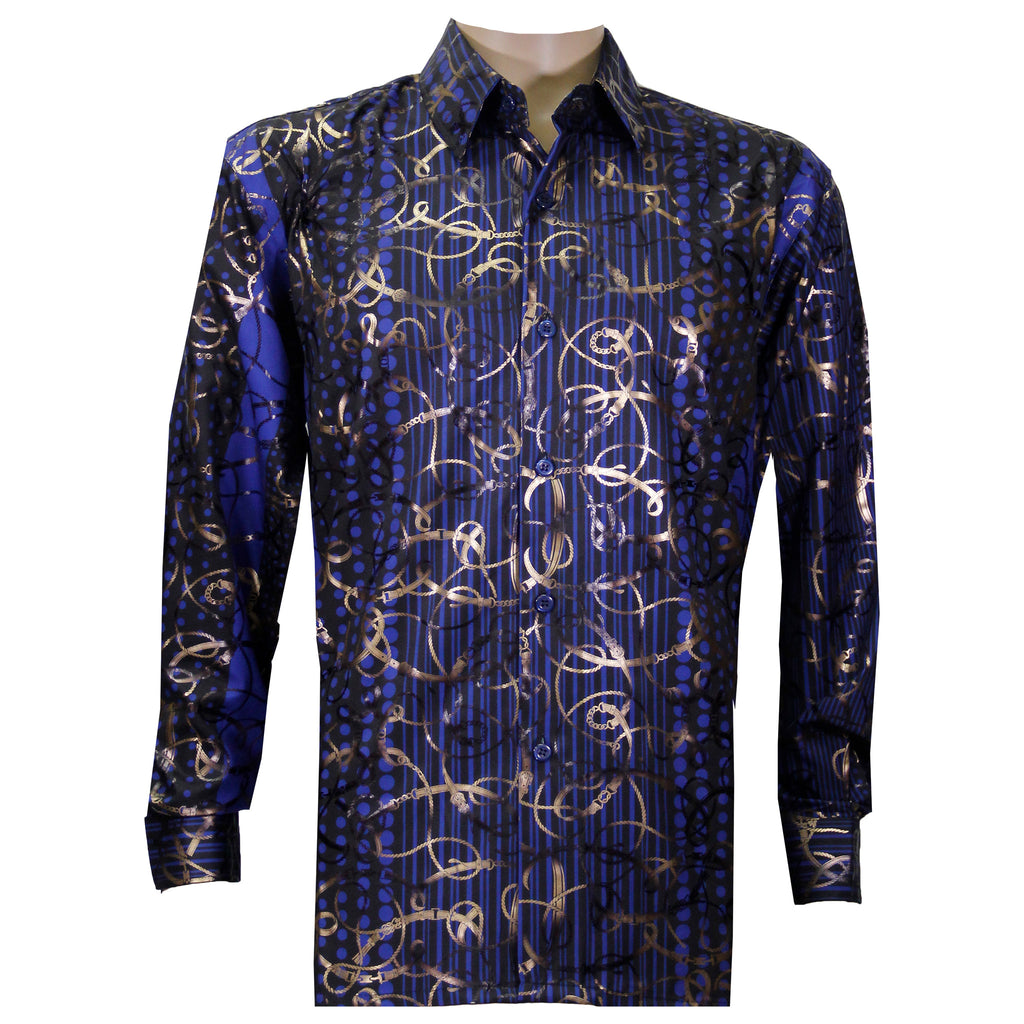 Royal Micro Stripe Foil Printed Casual Button Down