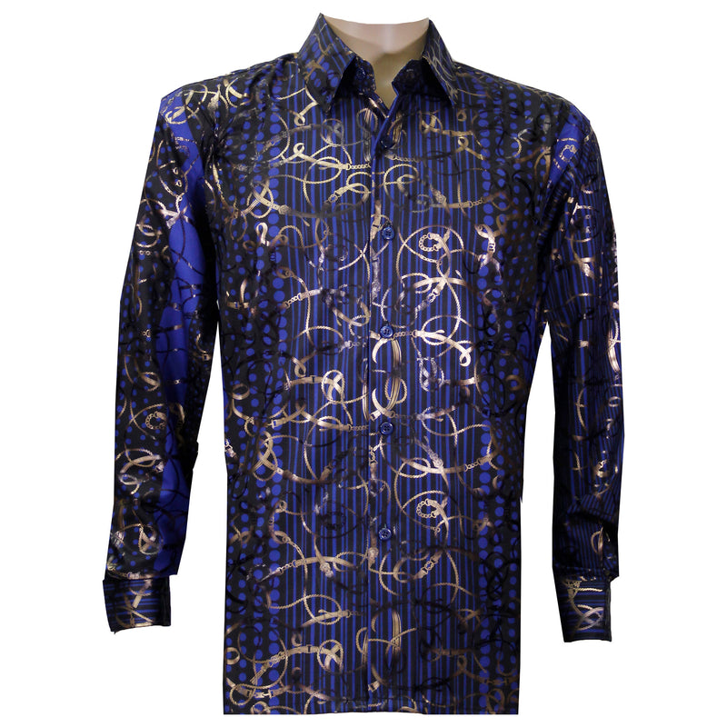 Royal Micro Stripe Foil Printed Casual Button Down