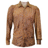 Tan Micro Stretch Velvet Casual Button Down