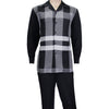 Black Long Sleeve Window Payne Set with Solid Pants