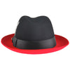 Black/Red two-tone wool felt fedora