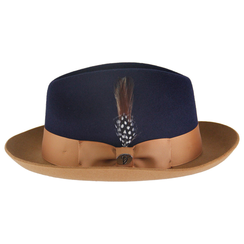 Navy/Tan two-tone wool felt fedora