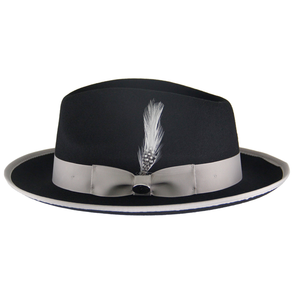 Black two-tone wool felt fedora