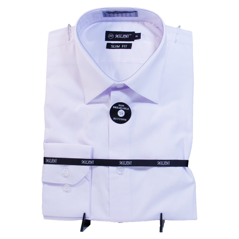 White Slim Fit Milani Shirt W/ Tie and Hanky  Includes Dress Shirt, Tie, Handkerchief, and Cuffs