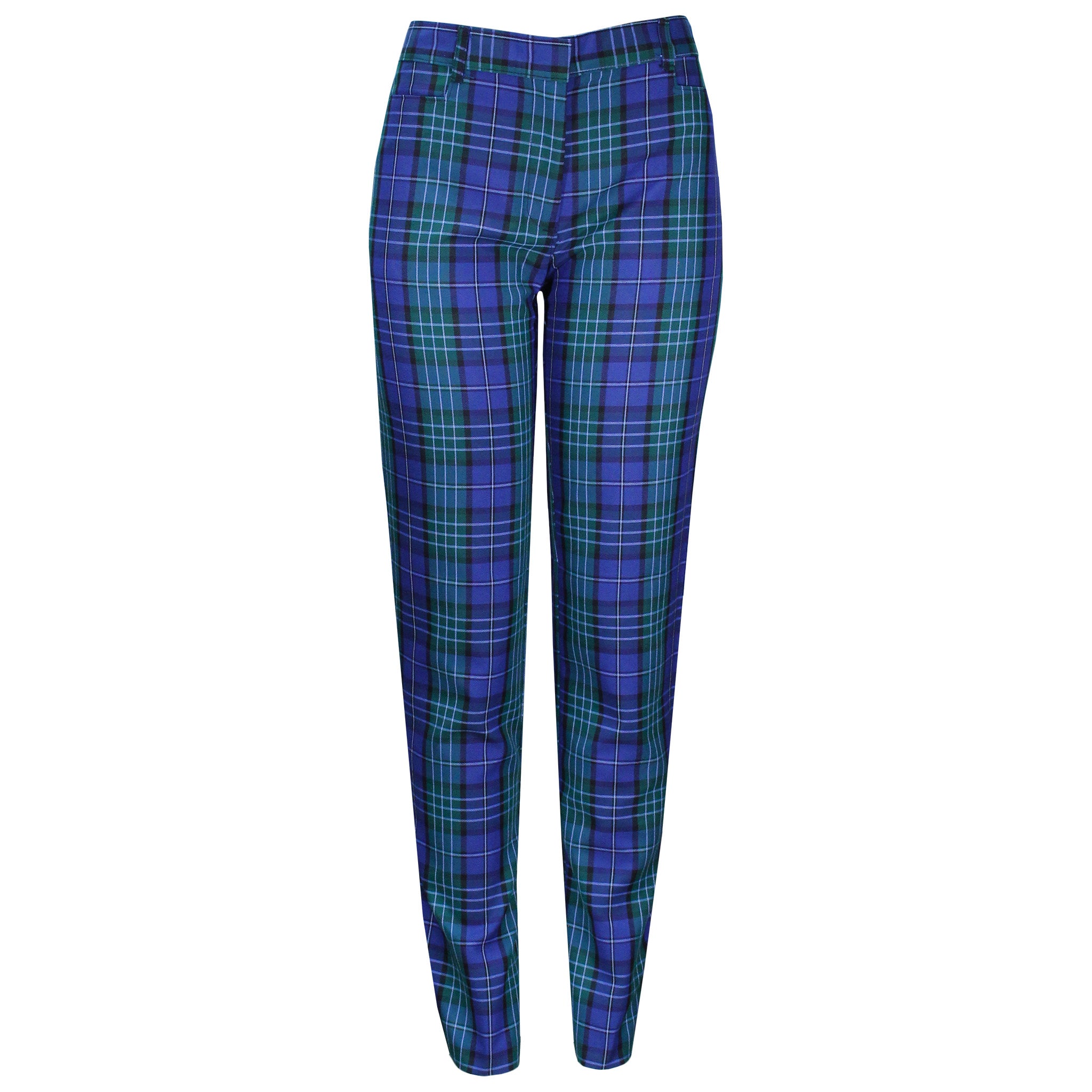 Blue and green tartan trousers fashion womens